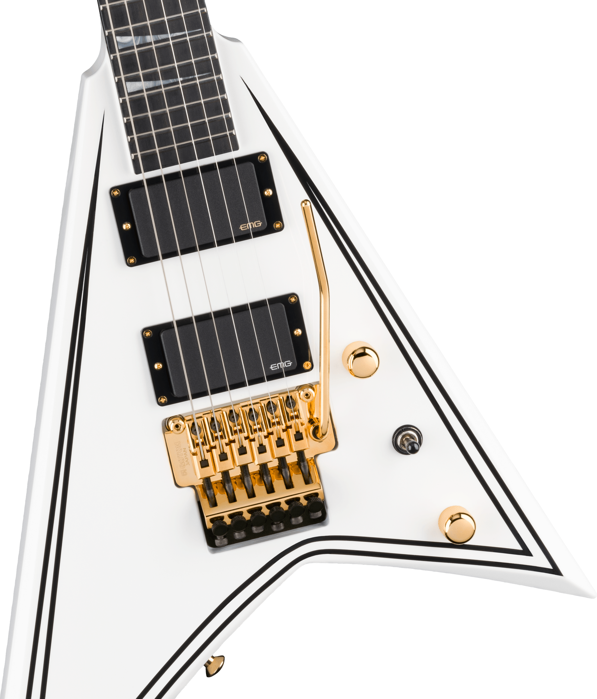 Jackson Rr24mg Mj Series Jap Fr Hh Eb - White With Black Pinstripes - Metal electric guitar - Variation 2