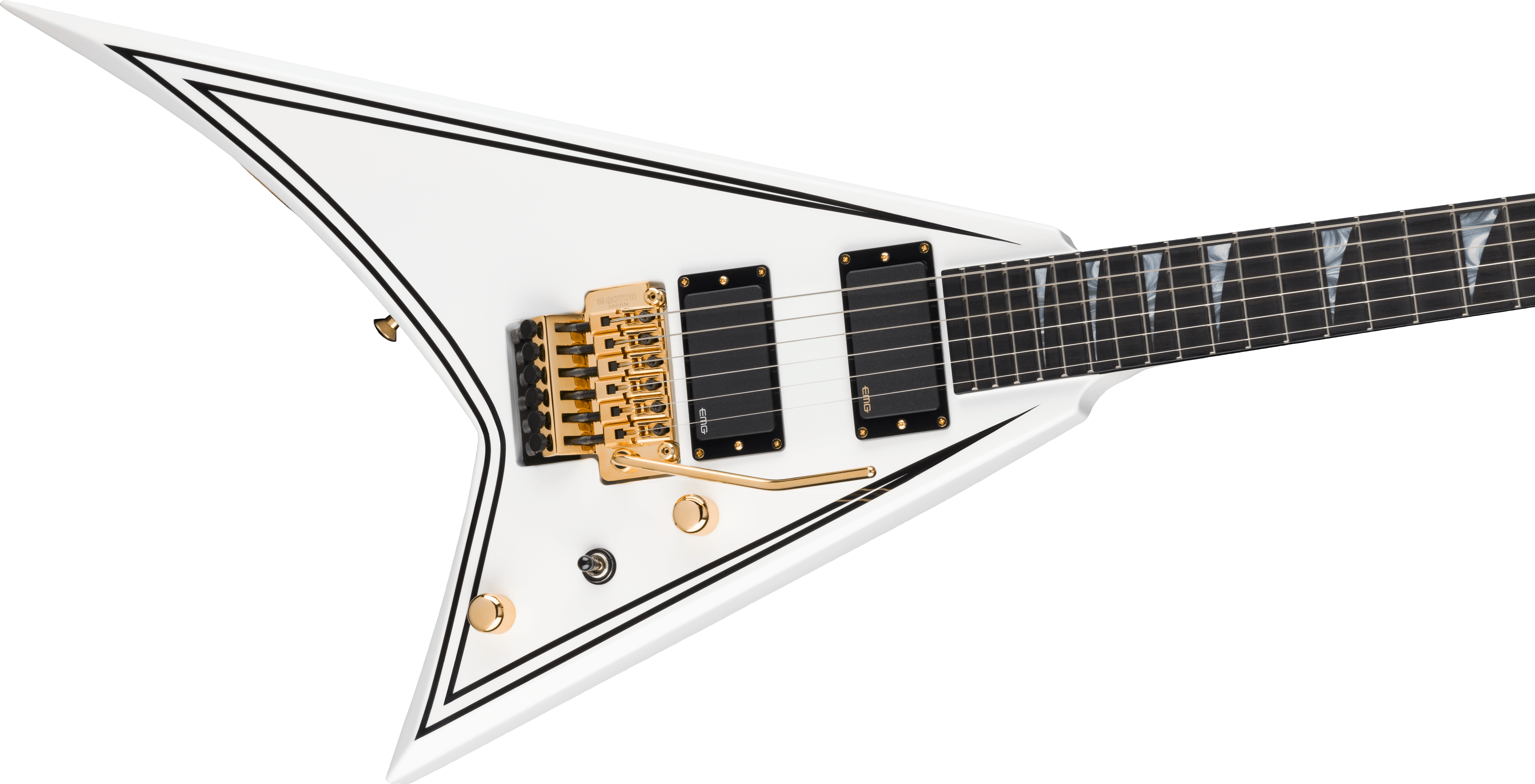 Jackson Rr24mg Mj Series Jap Fr Hh Eb - White With Black Pinstripes - Metal electric guitar - Variation 3