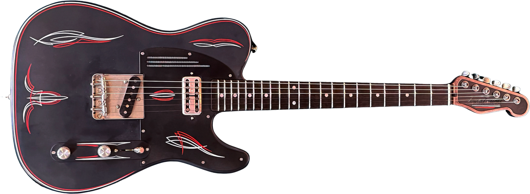 James Trussart Steelcaster Sh Ht Mn #25085 - Satin Black Pinstripe - Semi-hollow electric guitar - Main picture