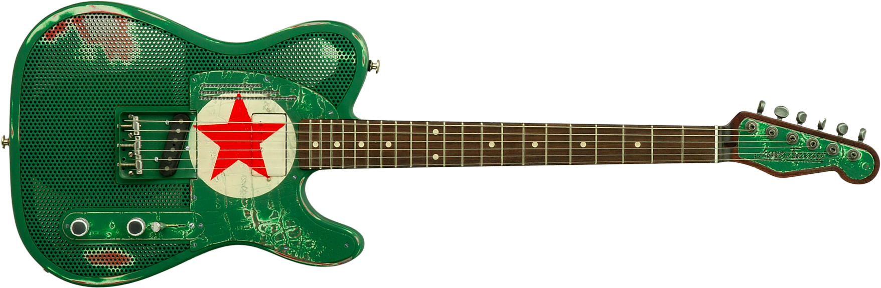 James Trussart Steelcaster Sh Ht Rw #26052 - Red Star Holey Gator Pickguard - Semi-hollow electric guitar - Main picture