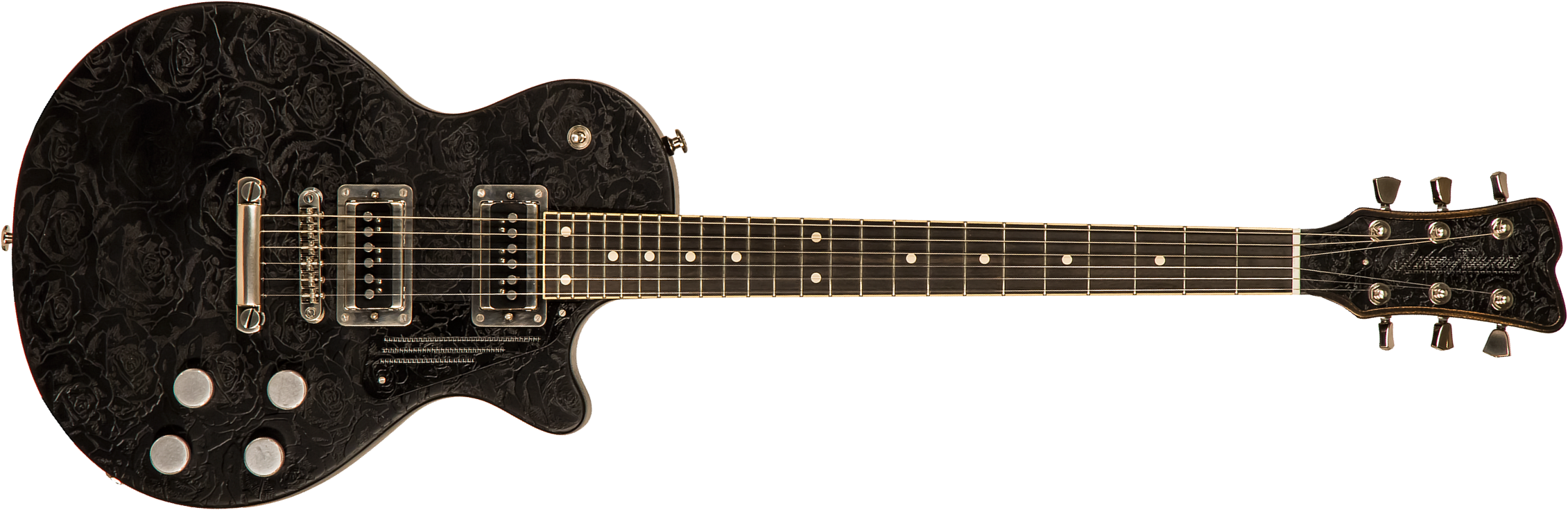 James Trussart Steeldeville Perf.back 2h Seymour Duncan Ht Rw #21008 - Black On Roses - Single cut electric guitar - Main picture