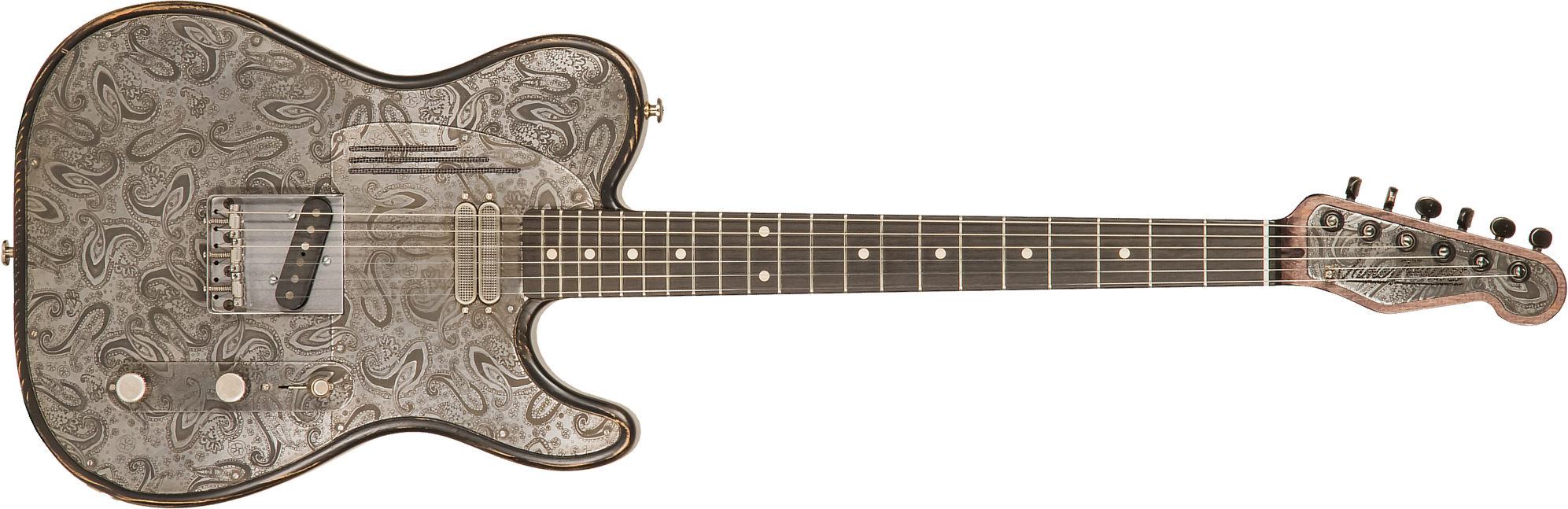 James Trussart Steeltopcaster Sh Ht Eb #21135 - Antique Silver Paisley - Tel shape electric guitar - Main picture