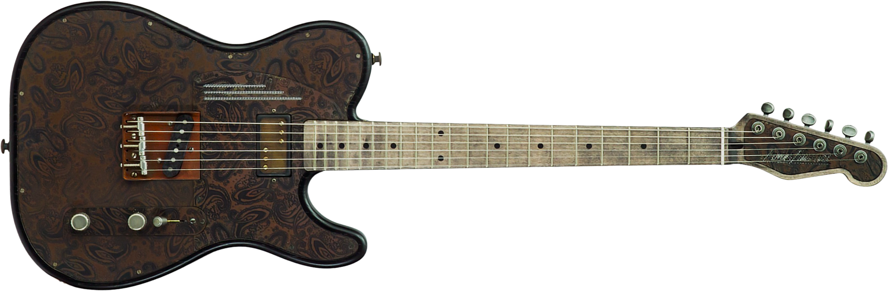 James Trussart Steeltopcaster Sh Ht Mn #26036 - Rust & Black Paisley Engraved - Tel shape electric guitar - Main picture