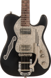 Tel shape electric guitar James trussart Deluxe SteelCaster #21132 - Antique silver paisley engraved satin black
