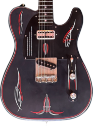 Semi-hollow electric guitar James trussart Steelcaster #25085 - Satin Black Pinstripe