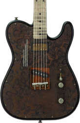 Tel shape electric guitar James trussart Steeltopcaster #26036 - Rust & black paisley engraved