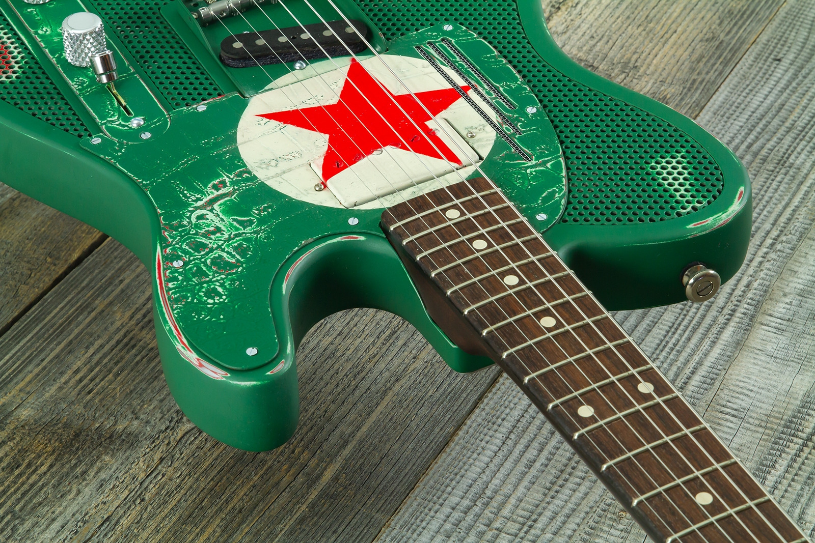 James Trussart Steelcaster Sh Ht Rw #26052 - Red Star Holey Gator Pickguard - Semi-hollow electric guitar - Variation 5