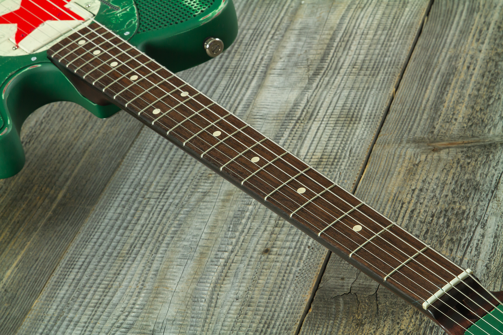 James Trussart Steelcaster Sh Ht Rw #26052 - Red Star Holey Gator Pickguard - Semi-hollow electric guitar - Variation 6