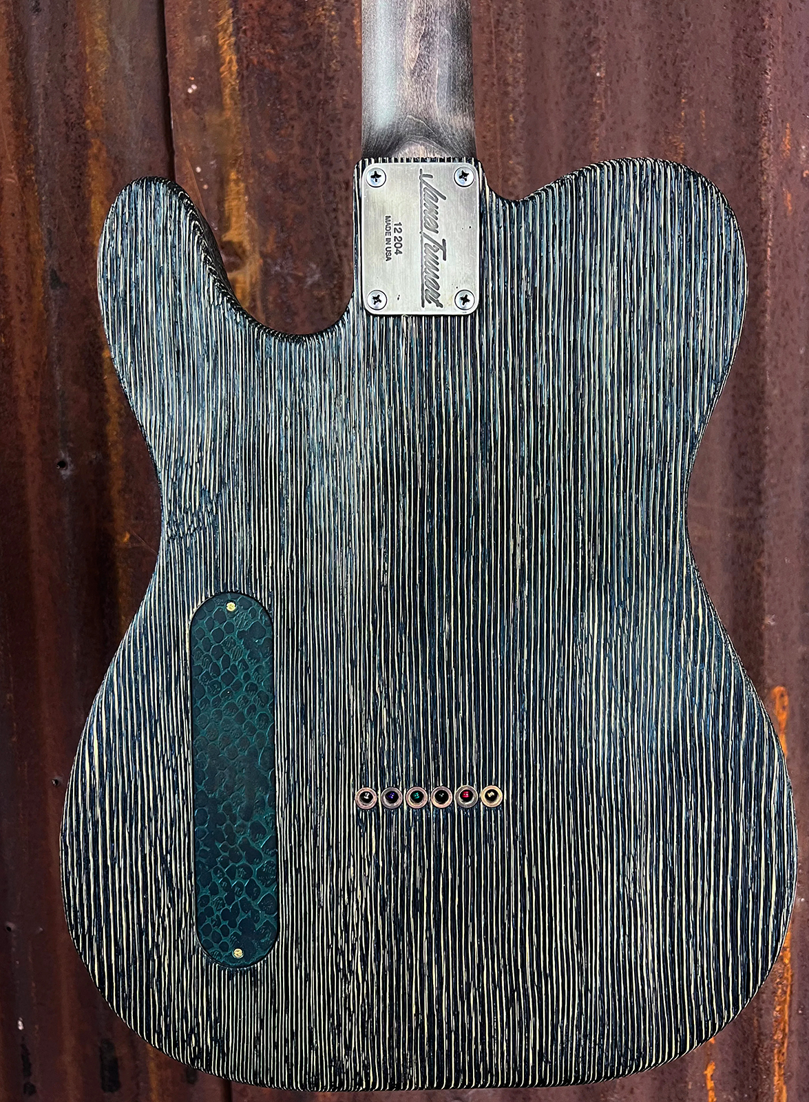 James Trussart Steeltopcaster Sh Ht Mn #12204 - Rusty Engraved Snake Skin - Tel shape electric guitar - Variation 4