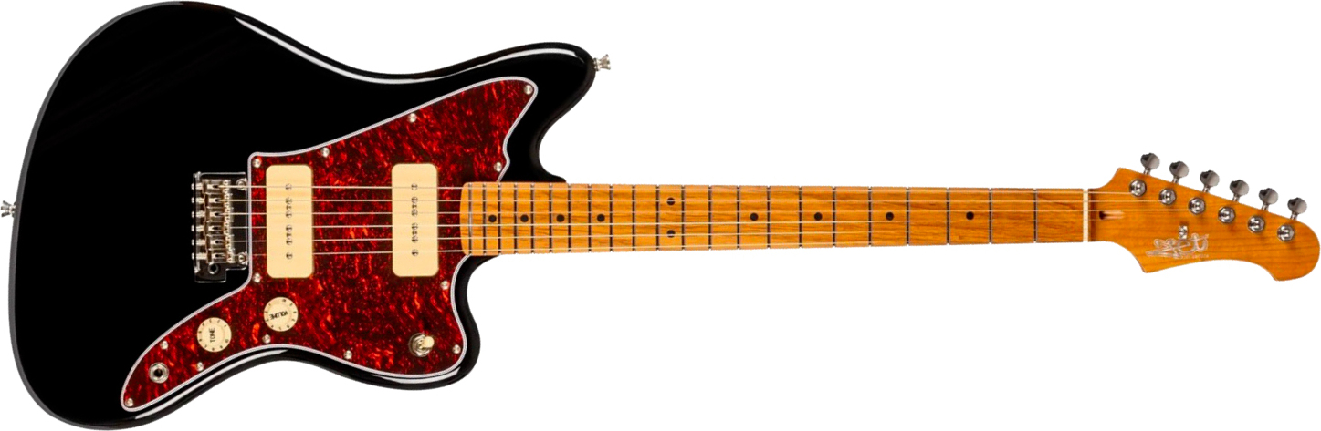 Jet Guitars Jj300 P90 Bk 2s Ht Mn - Black - Retro rock electric guitar - Main picture