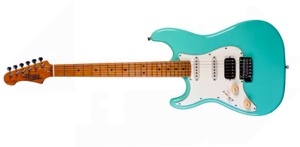 Jet Guitars Js400 Sg Lh Gaucher Hss Trem Mn - Sea Foam Green - Str shape electric guitar - Main picture