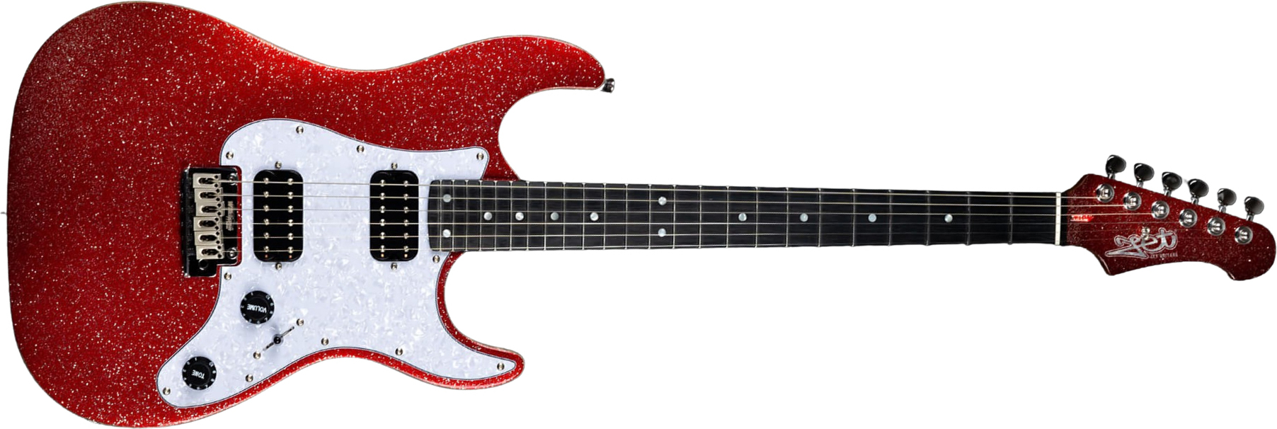 Jet Guitars Js500 Rds 2h Trem Eb - Red Sparkle - Str shape electric guitar - Main picture