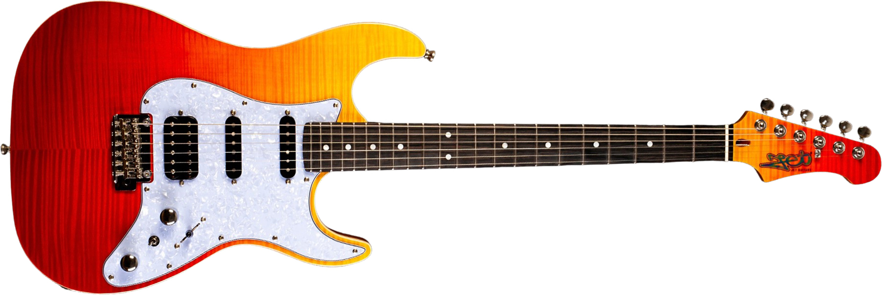 Jet Guitars Js600 Trs Trem Hss Mn - Transparent Red - Str shape electric guitar - Main picture