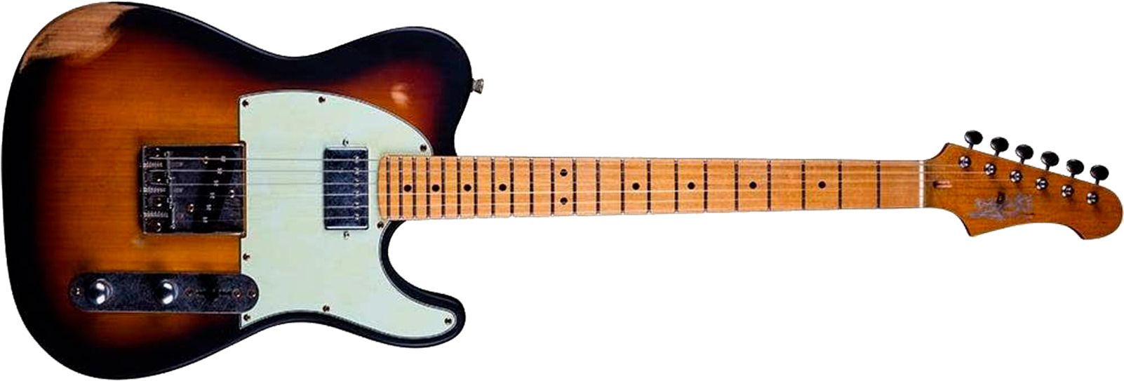 Jet Guitars Jt350 Rlc Sh Ht Mn - Sunburst Distressed - Tel shape electric guitar - Main picture