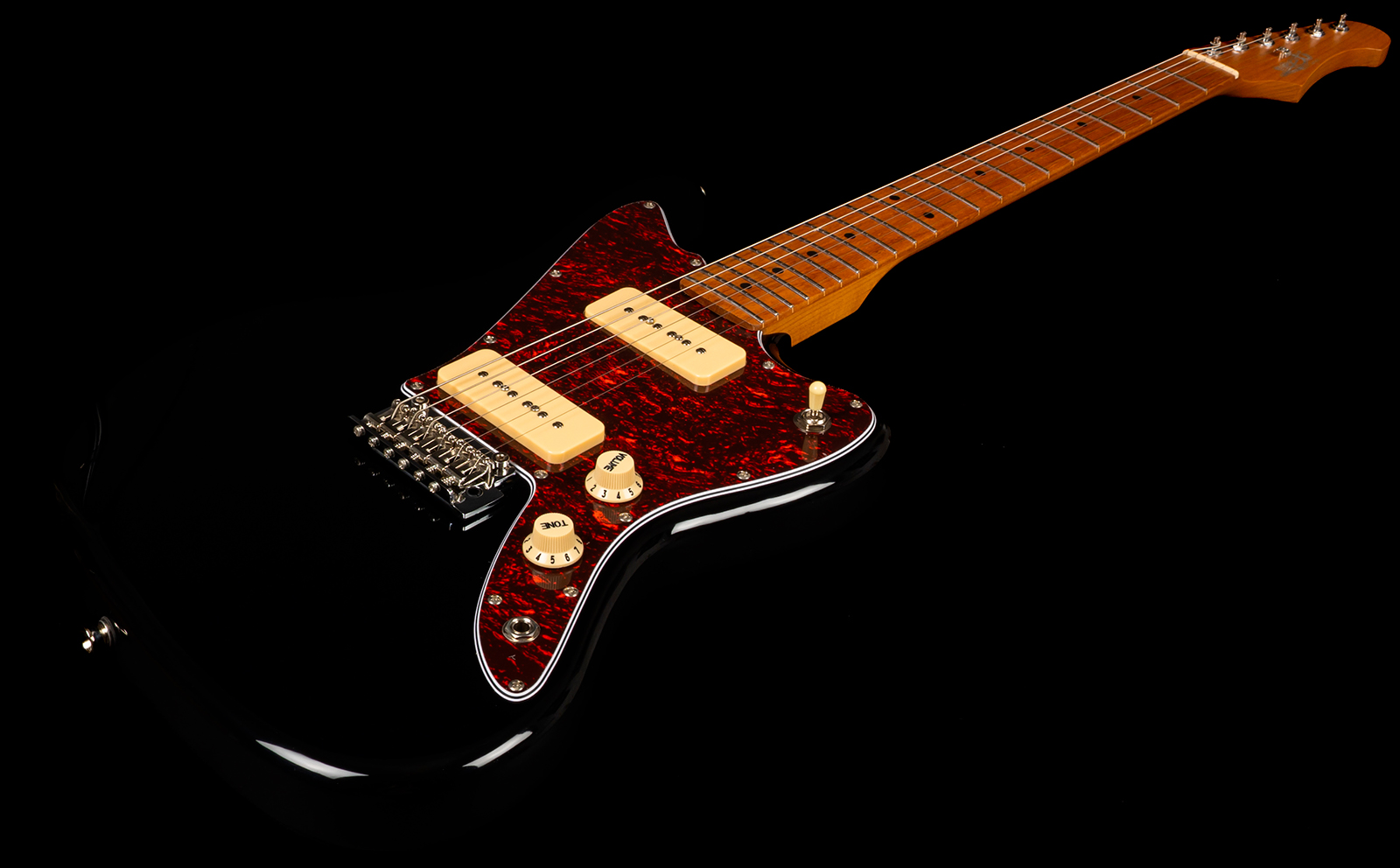 Jet Guitars Jj300 P90 Bk 2s Ht Mn - Black - Retro rock electric guitar - Variation 2