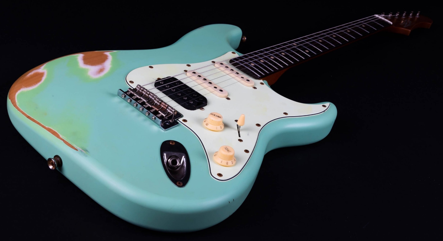 Jet Guitars Js400 Sg Rlc Hss Trem Mn - Sea Foam Green Relic - Str shape electric guitar - Variation 3