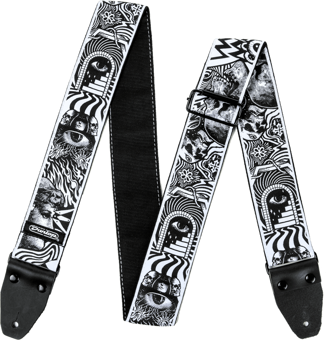 Jim Dunlop Ild04 I Love Dust Skulls Black / White - Guitar strap - Main picture