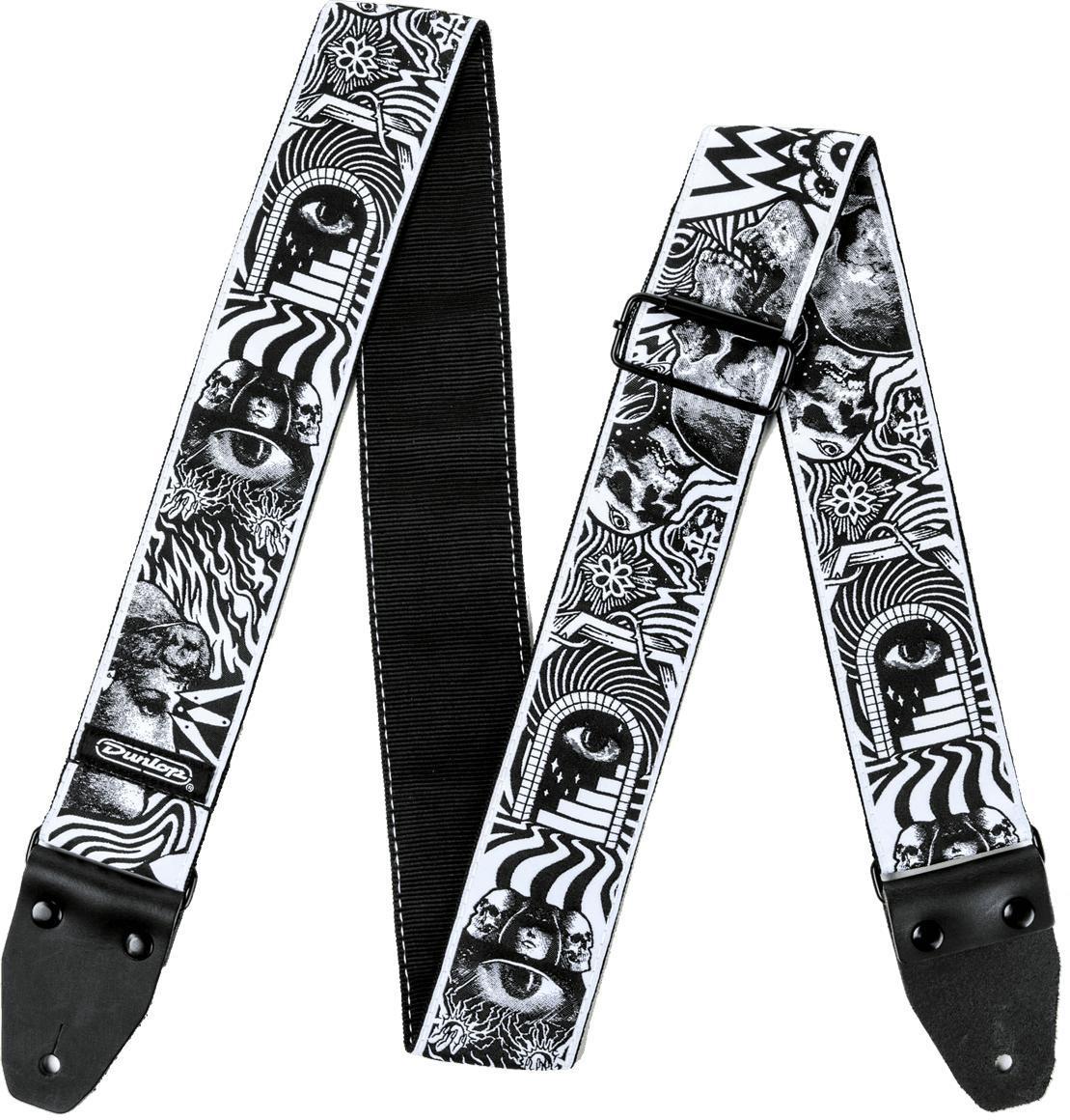 Guitar strap Jim dunlop ILD04 I Love Dust Skulls Black / White