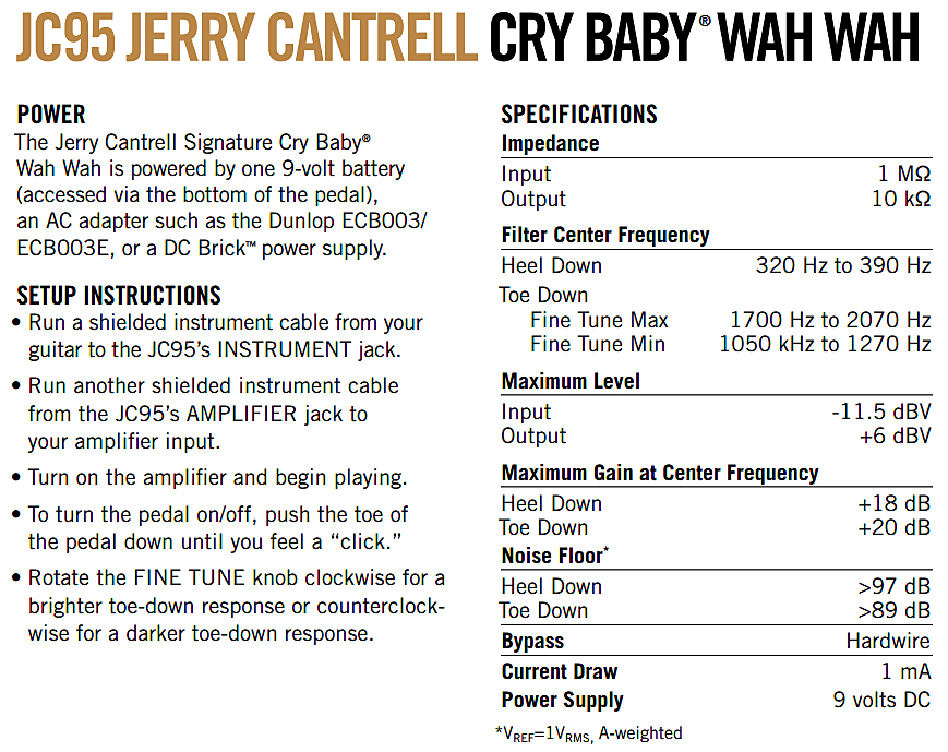 Jim Dunlop Jc95 Jerry Cantrell Signature Cry Baby Wah - Wah & filter effect pedal - Variation 2