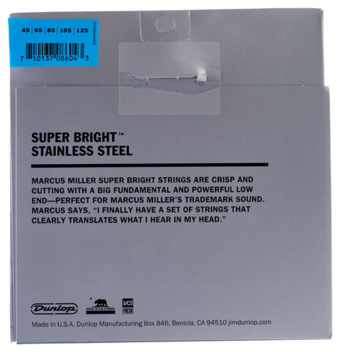 Jim Dunlop Marcus Miller Dbmms45125 5-string Super Bright Stainless Steel Electric Bass 5c 45-125 - Electric bass strings - Variation 1