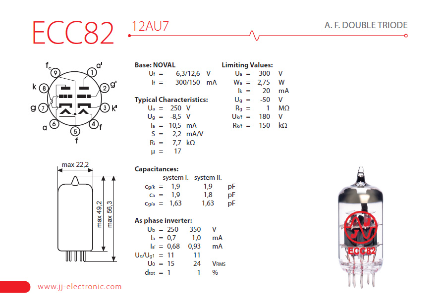 Jj Electronic 12au7  Ecc82 - Amp tube - Variation 1