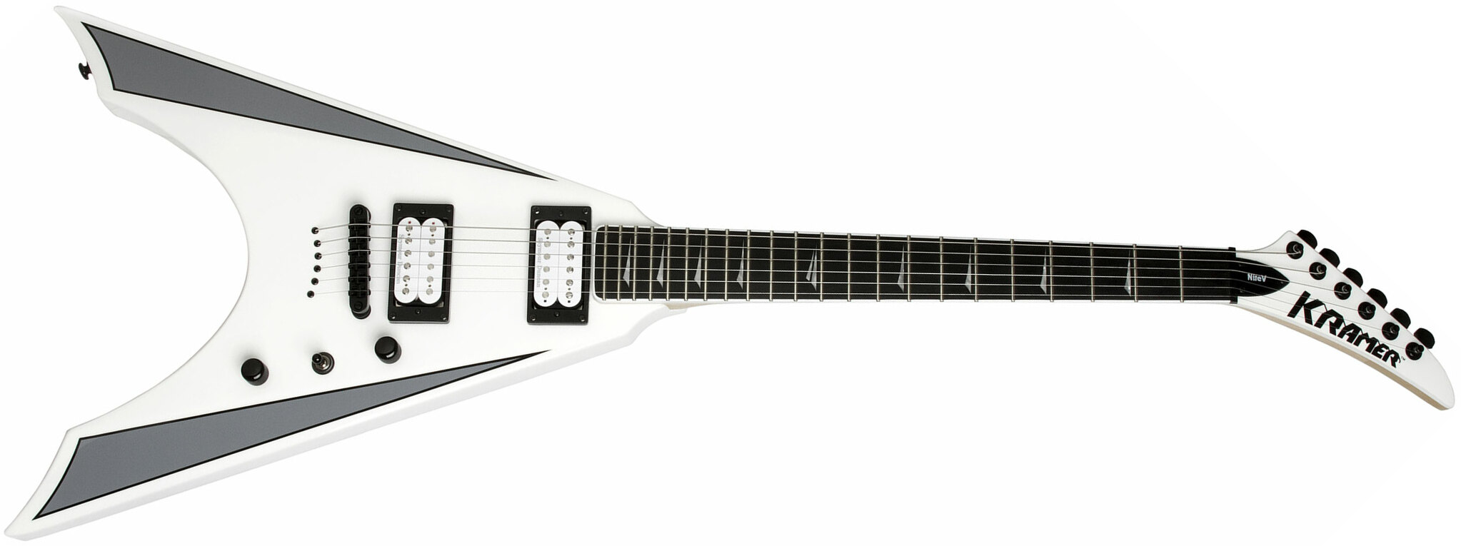 Kramer Nite-v Plus Hh Seymour Duncan Ht Eb - Alpine White - Metal electric guitar - Main picture