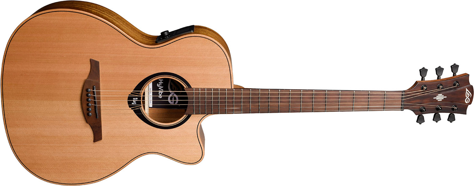 Lag Hv10ace Hyvibe H2 Auditorium Cw Cedre Khaya Bra - Natural - Folk guitar - Main picture
