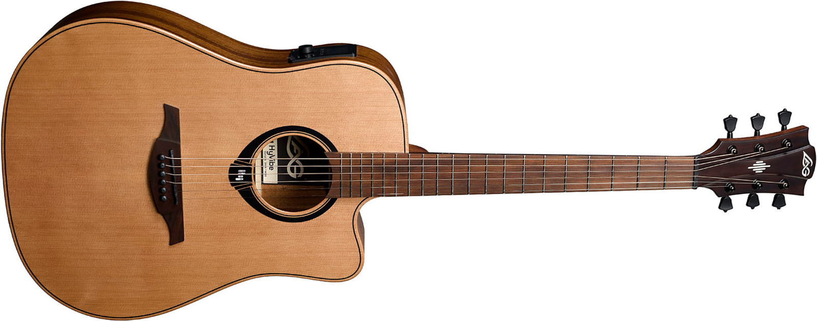 Lag Hv10dce Hyvibe H2 Dreadnought Cw Cedre Khaya Bra - Natural - Folk guitar - Main picture