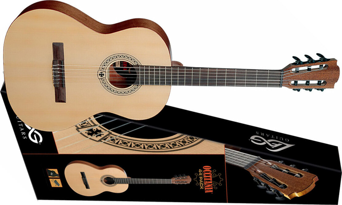 Lag Oc44-3-pack Occitania Junior 3/4 Epicea Sapele Rw - Naturel Satin - Classical guitar 3/4 size - Main picture