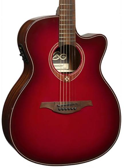 Lag T-red Ace Ltd Auditorium Cedre Khaya Brbw - Red Burst - Folk guitar - Main picture