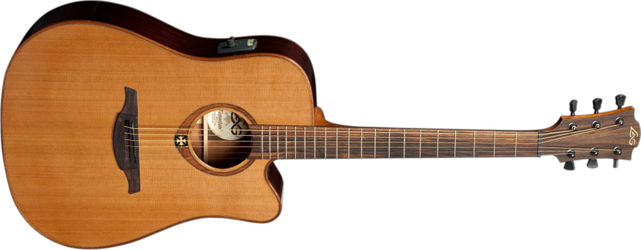 Lag T100dce Tramontane Dreadnought Cw Cedre Acajou Rw - Natural Gloss - Acoustic guitar & electro - Main picture