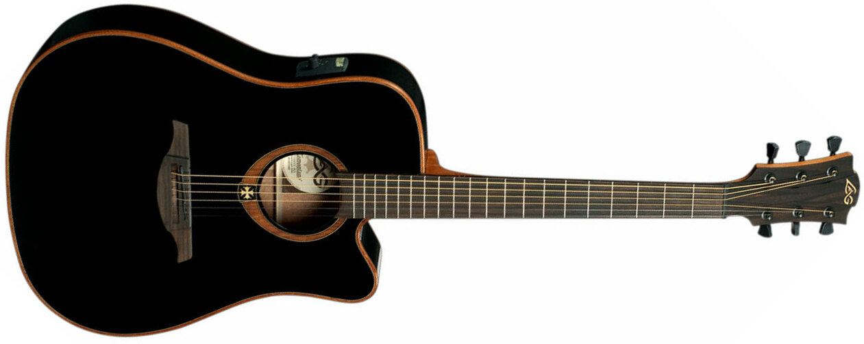 Lag T100dce Tramontane Dreadnought - Ope - Black - Acoustic guitar & electro - Main picture