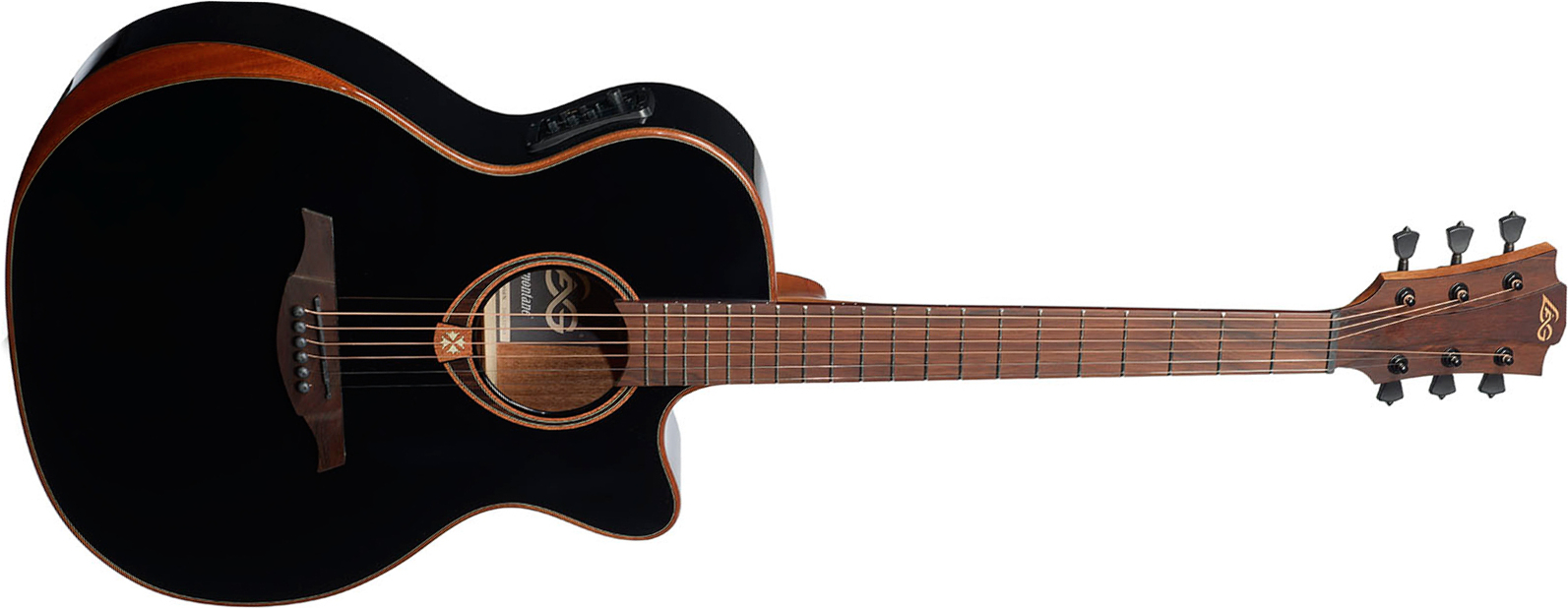 Lag T118abce Bevel Tramontane Auditorium Cedre Khaya Bro - Black - Electro acoustic guitar - Main picture