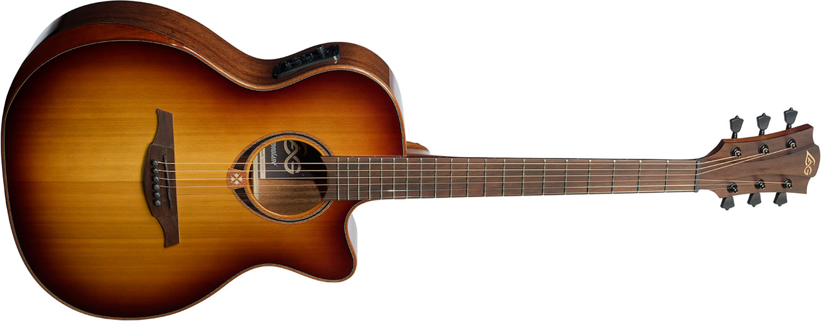 Lag T118abce Bevel Tramontane Auditorium Cw Cedre Khaya Bro - Brown Sunburst - Electro acoustic guitar - Main picture