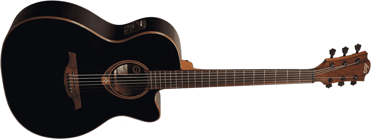 Lag T118ace Tramontane Auditorium Cw Cedre Khaya Bro - Black - Electro acoustic guitar - Main picture