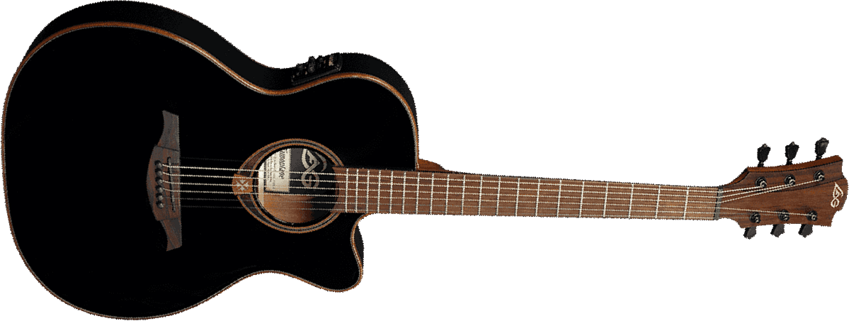 Lag T118asce Tramontane Auditorium Slim Cw Electro Cedre Khaya - Black - Electro acoustic guitar - Main picture