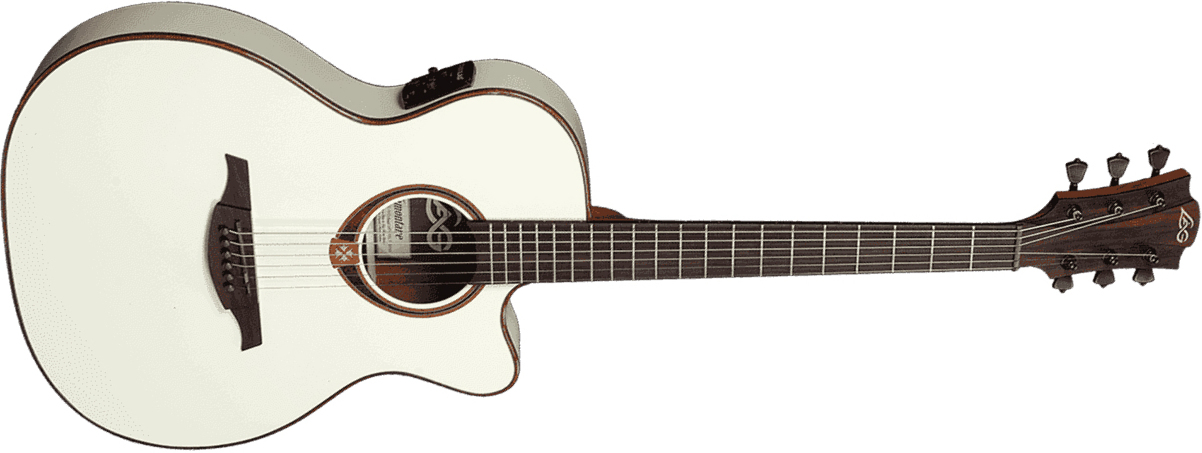 Lag T118asce Tramontane Auditorium Thinline Cw Cedre Khaya Bro - Ivory - Electro acoustic guitar - Main picture