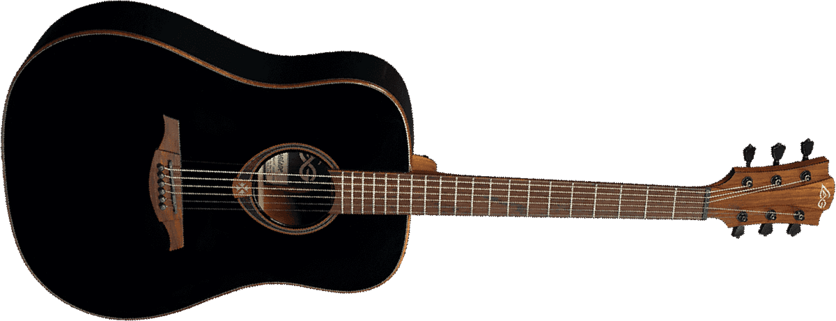 Lag T118d Tramontane Dreadnought Cedre Khaya - Black - Acoustic guitar & electro - Main picture
