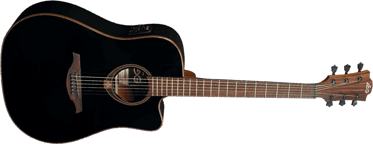 Lag T118dce Tramontane Dreadnought Cw Electro Cedre Khaya - Black - Electro acoustic guitar - Main picture