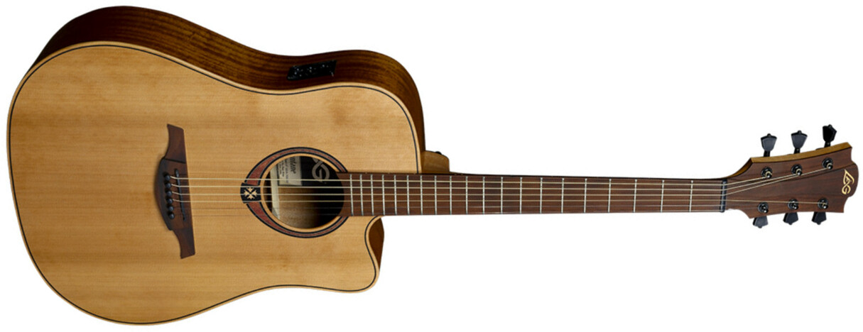 Lag T170dce Tramontane Dreadnought Cw Cedre Khaya Bro - Naturel - Electro acoustic guitar - Main picture