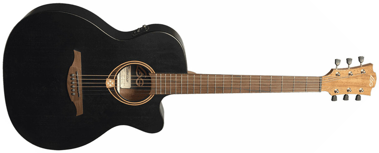 Lag T70dce Tramontane Auditorium Cw Epicea Sapele Bro - Noir Satin - Electro acoustic guitar - Main picture