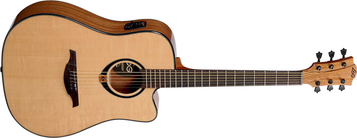 Lag T80dce Tramontane Dreadnought Cw Epicea Khaya - Natural - Acoustic guitar & electro - Main picture
