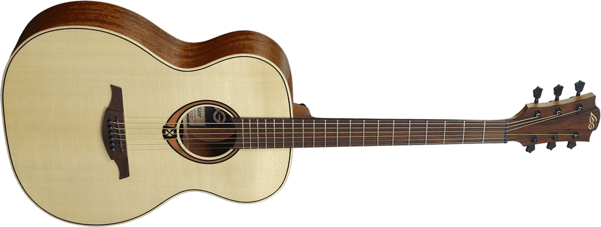 Lag T88a Tramontane Auditorium Epicea Khaya Bro - Natural Satin - Acoustic guitar & electro - Main picture