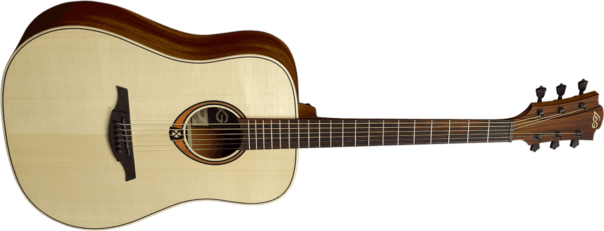 Lag T88d Tramontane Dreadnought Epicea Khaya Bro - Naturel - Acoustic guitar & electro - Main picture