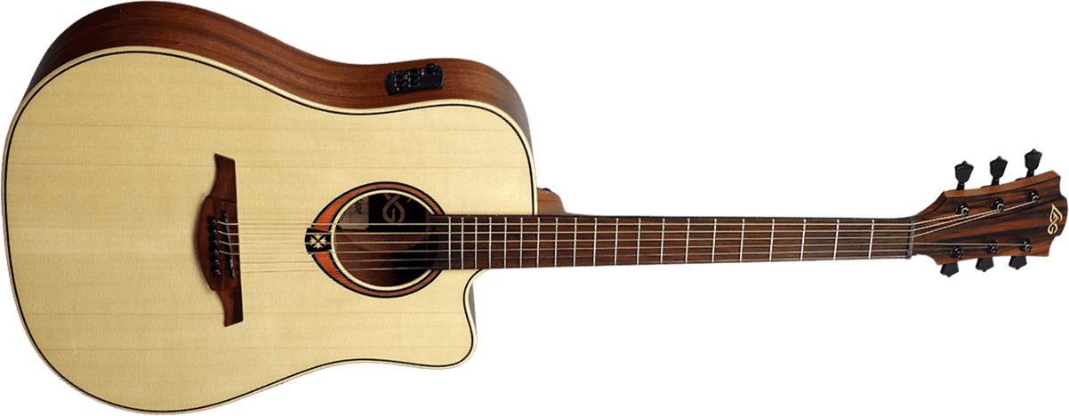 Lag T88dce Tramontane Dreadnought Cw Epicea Khaya Bro - Naturel - Electro acoustic guitar - Main picture