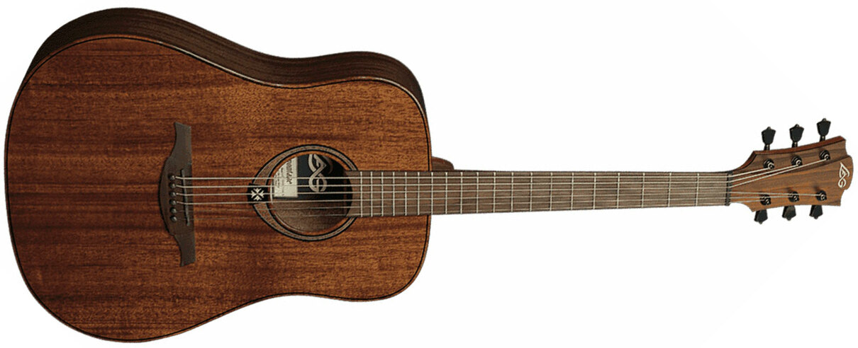 Lag T98d Tramontane Dreadnought Tout Khaya Bro - Natural - Acoustic guitar & electro - Main picture