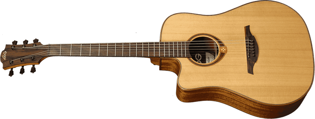 Lag Tl118dce Tramontane Lh Gaucher Dreadnought Cw Cedre Khaya Bro - Naturel - Electro acoustic guitar - Main picture