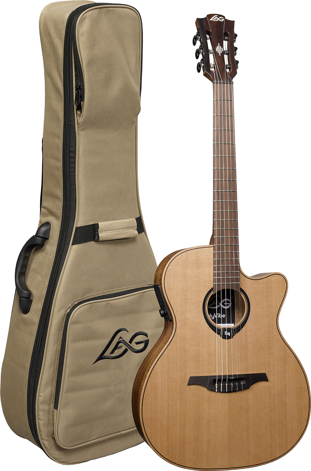 Lag Hv10-n-ace Hyvibe H2 Auditorium Cw Cedre Khaya Brbr - Natural - Classical guitar 4/4 size - Variation 6