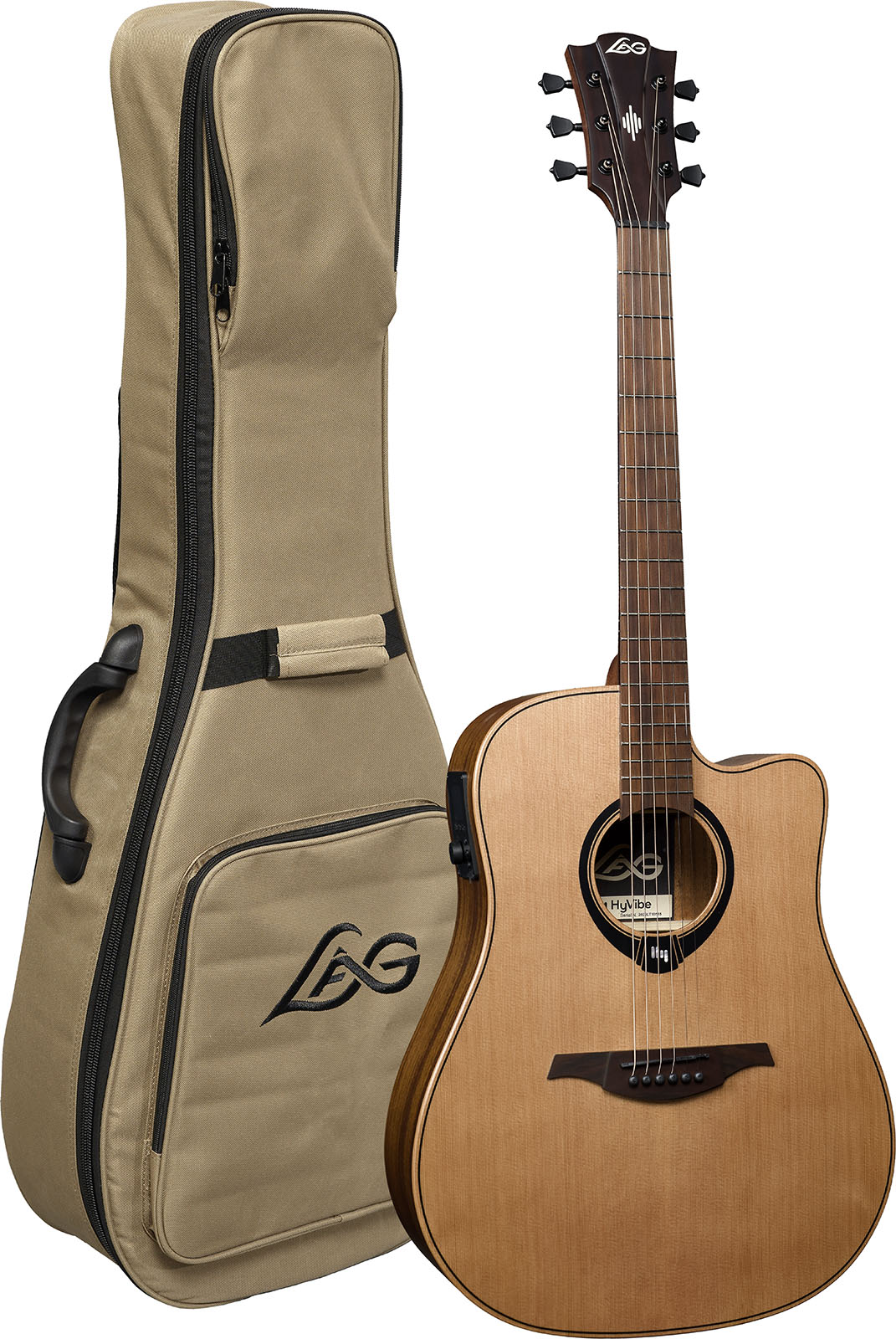 Lag Hv10dce Hyvibe H2 Dreadnought Cw Cedre Khaya Bra - Natural - Folk guitar - Variation 5