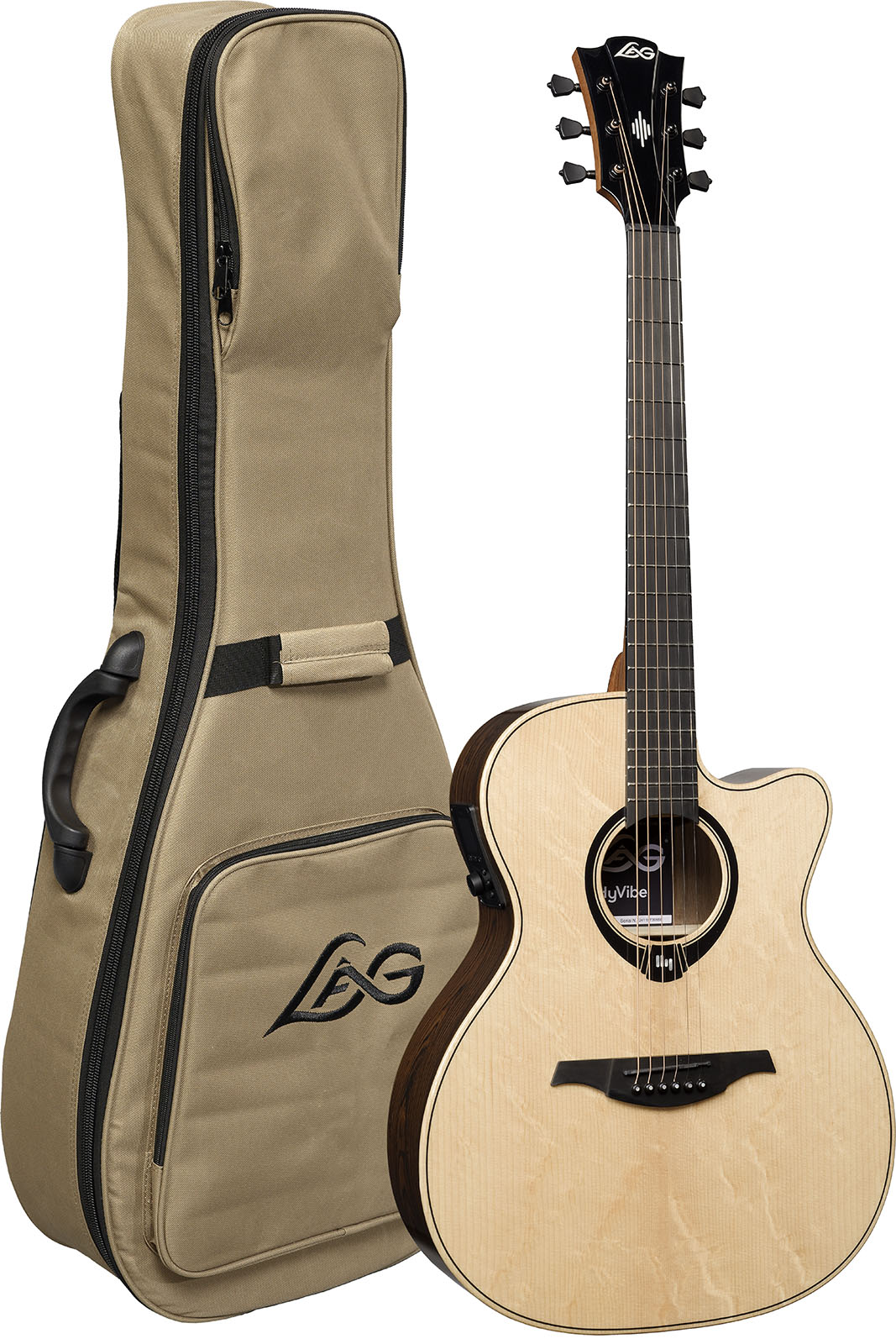 Lag Hv30ace Hyvibe H2 Auditorium Cw Epicea Bokote Bkbr - Natural - Folk guitar - Variation 6